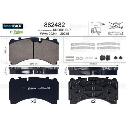 VALEO Bremsbelagsatz, Scheibenbremse SMARTPACK 882482