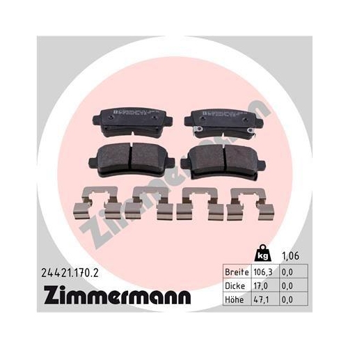 ZIMMERMANN Bremsbelagsatz, Scheibenbremse 24421.170.2