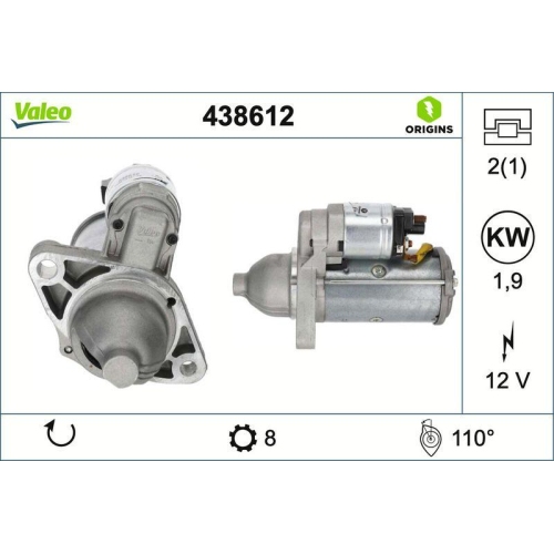 VALEO Starter VALEO ORIGINS - NEW O.E. TECHNOLOGIE 438612