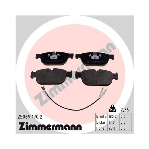 ZIMMERMANN Bremsbelagsatz, Scheibenbremse 25069.170.2