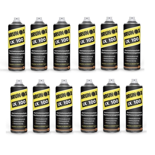 12xBrunox IX100 500ml Korrosionsschutz Unterbodenschutz Wachs-Versiegelung Spray