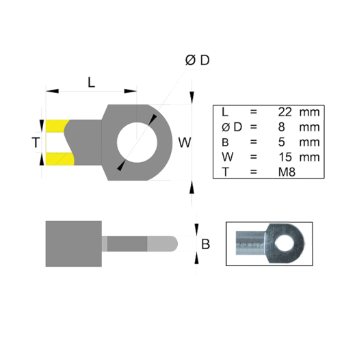 Befestigungs&ouml;se f&uuml;r Gasfeder Edelstahl L=22 M8 Anh&auml;nger Valeryd 6820042