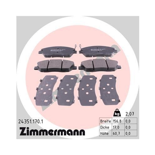 ZIMMERMANN Bremsbelagsatz, Scheibenbremse 24351.170.1