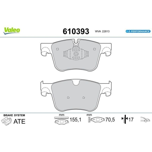 VALEO Bremsbelagsatz, Scheibenbremse E-PERFORMANCE 610393
