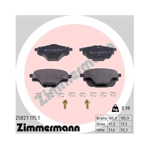 ZIMMERMANN Bremsbelagsatz, Scheibenbremse 25827.175.1