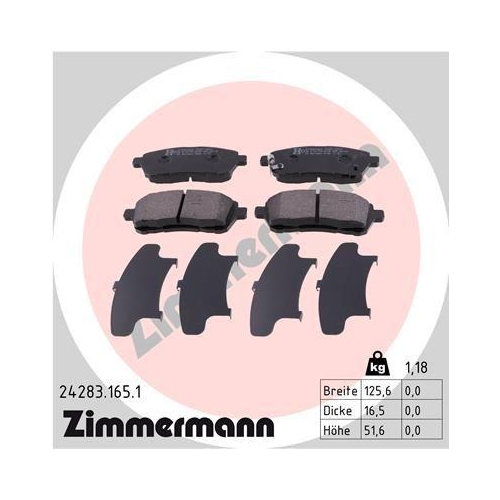 ZIMMERMANN Bremsbelagsatz, Scheibenbremse 24283.165.1