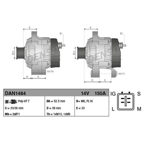 DENSO Generator DAN1484
