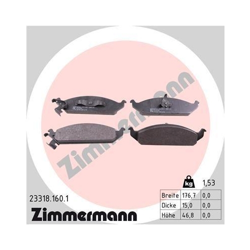ZIMMERMANN Bremsbelagsatz, Scheibenbremse 23318.160.1