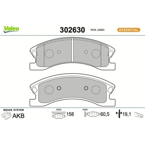 VALEO Bremsbelagsatz, Scheibenbremse ESSENTIAL 302630