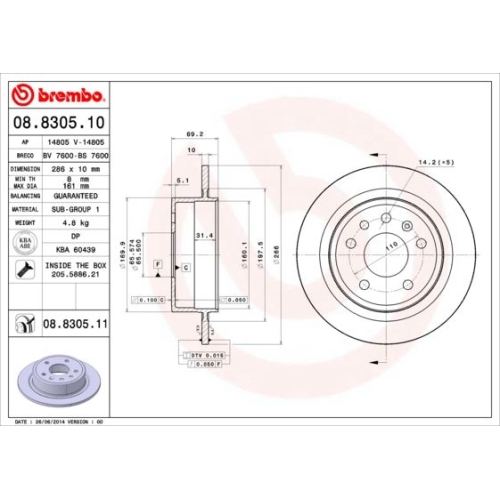 BREMBO Bremsscheibe PRIME LINE - UV Coated 08.8305.11