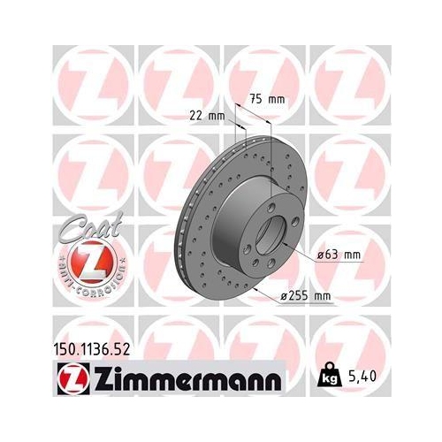 ZIMMERMANN Bremsscheibe SPORT Z 150.1136.52
