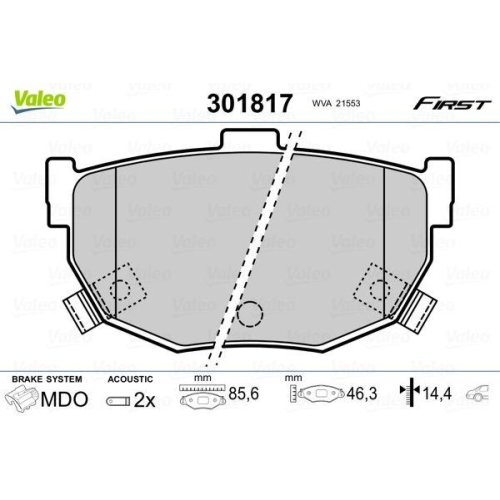 VALEO Bremsbelagsatz, Scheibenbremse FIRST 301817