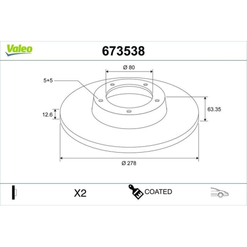 VALEO Bremsscheibe COATED 673538