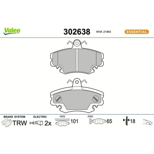 VALEO Bremsbelagsatz, Scheibenbremse ESSENTIAL 302638