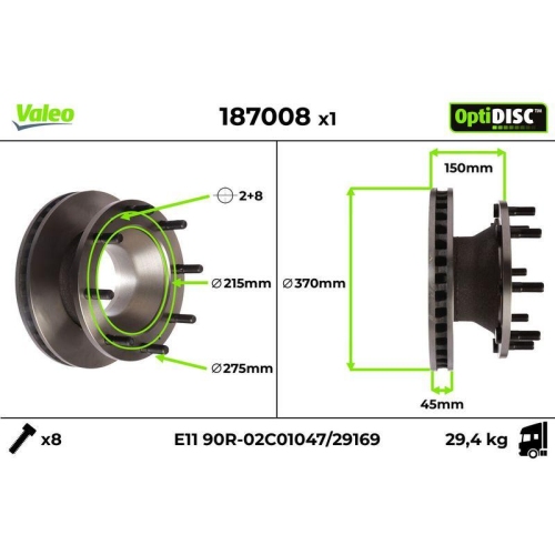 VALEO Bremsscheibe OptiDISC 187008