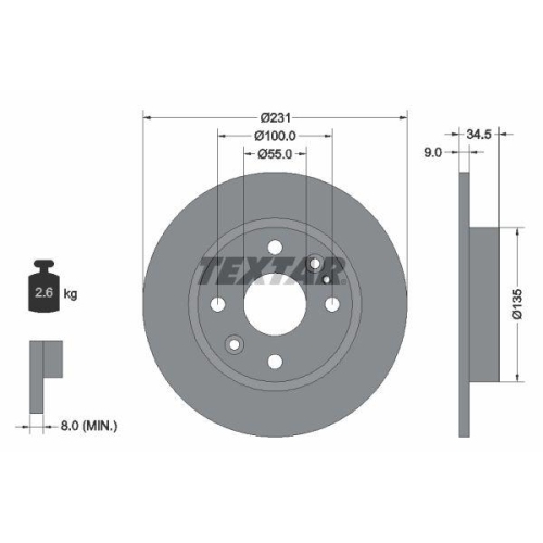 TEXTAR Bremsscheibe 92096600