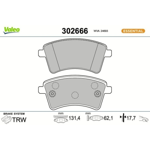 VALEO Bremsbelagsatz, Scheibenbremse ESSENTIAL 302666