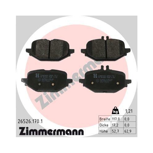 ZIMMERMANN Bremsbelagsatz, Scheibenbremse 26526.170.1