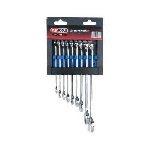 CHROMEplus Ringmaulschl&uuml;ssel-Satz, abgewinkelt, 9-tlg KS TOOLS 518.0640