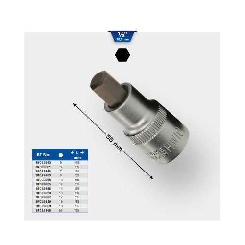 1/2 Zoll Innensechskant Bit-Stecknuss 55 mm lang 22 mm BRILLIANT TOOLS BT022869