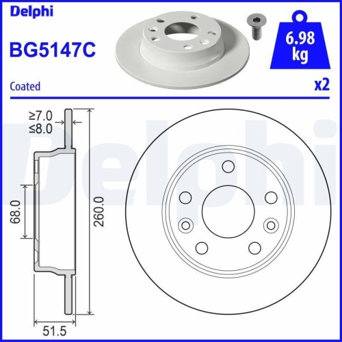 DELPHI Bremsscheibe BG5147C