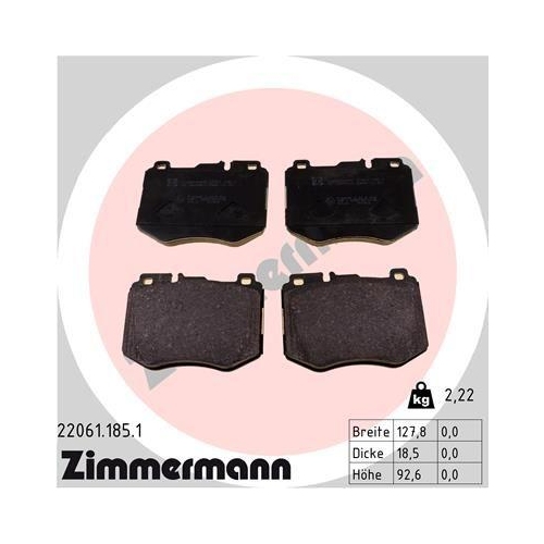 ZIMMERMANN Bremsbelagsatz, Scheibenbremse 22061.185.1