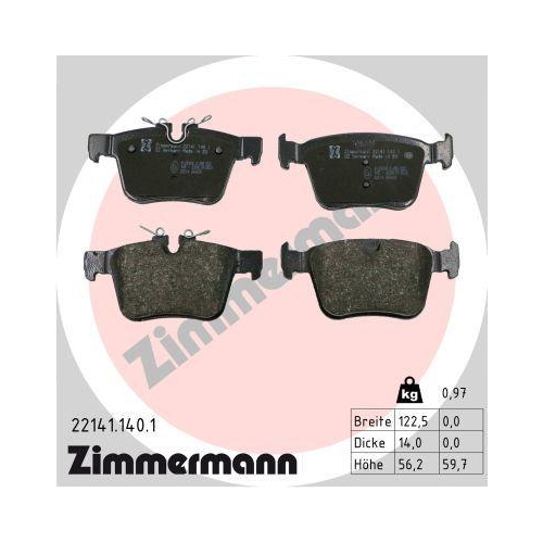 ZIMMERMANN Bremsbelagsatz, Scheibenbremse 22141.140.1