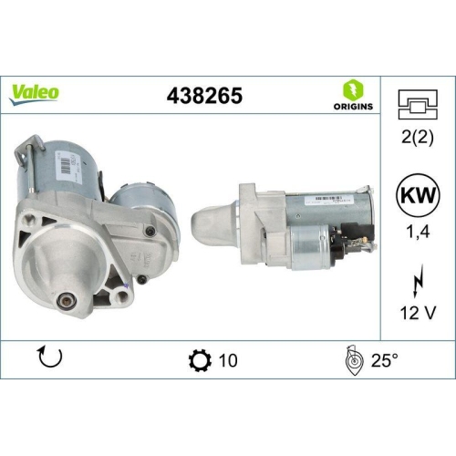 VALEO Starter VALEO ORIGINS - NEW O.E. TECHNOLOGIE 438265