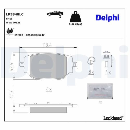 DELPHI Bremsbelagsatz, Scheibenbremse Professional + LP3848LC