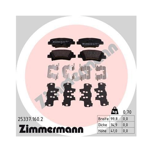ZIMMERMANN Bremsbelagsatz, Scheibenbremse 25337.160.2