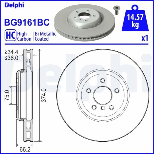 DELPHI Bremsscheibe BG9161BC