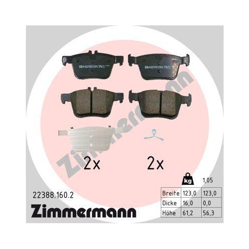 ZIMMERMANN Bremsbelagsatz, Scheibenbremse 22388.160.2