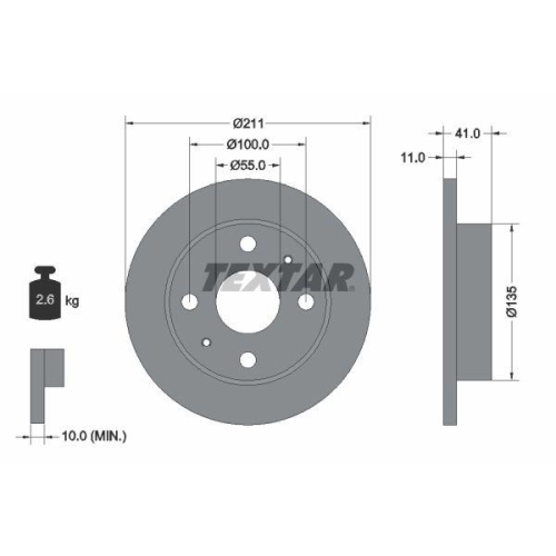 TEXTAR Bremsscheibe 92103700