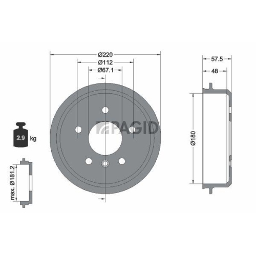 PAGID Bremstrommel 62921N