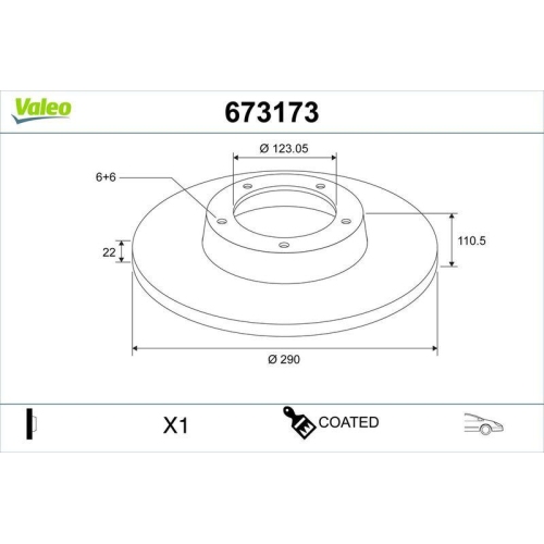 VALEO Bremsscheibe COATED 673173