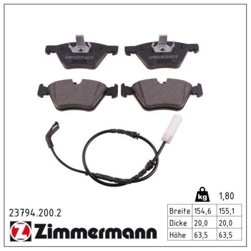 ZIMMERMANN Bremsbelagsatz, Scheibenbremse 23794.200.2