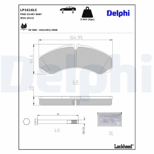 DELPHI Bremsbelagsatz, Scheibenbremse Professional + LP1616LC