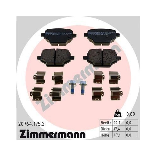 ZIMMERMANN Bremsbelagsatz, Scheibenbremse 20764.175.2