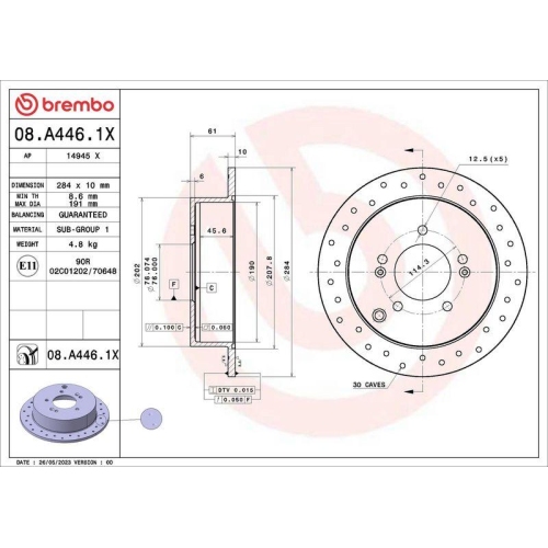 BREMBO Bremsscheibe XTRA LINE - Xtra 08.A446.1X