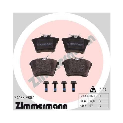 ZIMMERMANN Bremsbelagsatz, Scheibenbremse rd:z 24135.980.1
