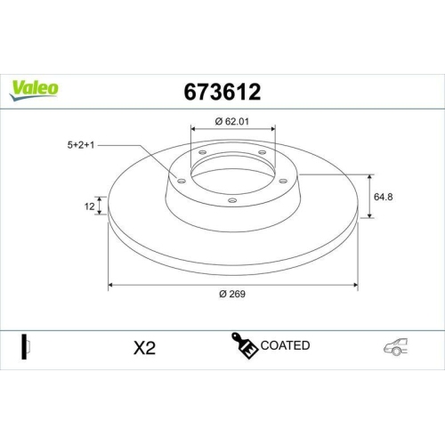 VALEO Bremsscheibe COATED 673612