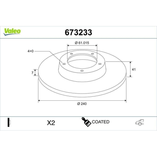 VALEO Bremsscheibe COATED 673233