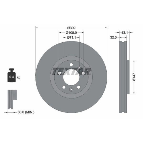 TEXTAR Bremsscheibe 92111900