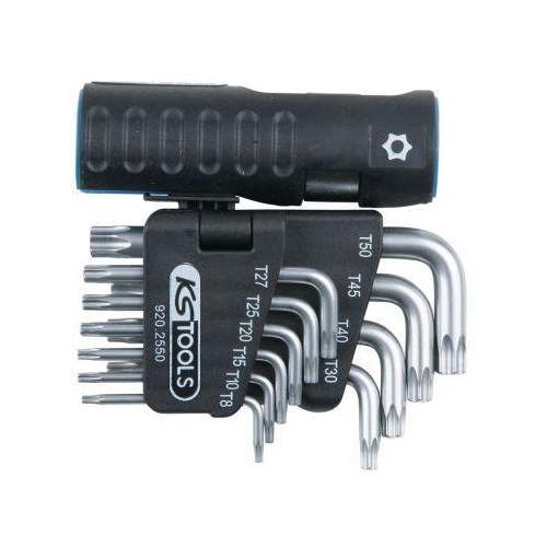 3 in 1 Torx-Winkelstiftschl&uuml;ssel-Satz mit Bohrung,10-tlg kurz KS TOOLS 920.2550