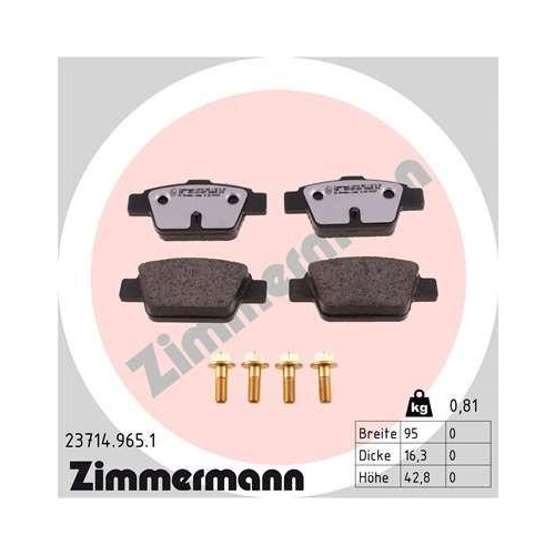 ZIMMERMANN Bremsbelagsatz, Scheibenbremse rd:z 23714.965.1