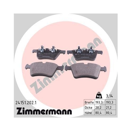 ZIMMERMANN Bremsbelagsatz, Scheibenbremse 24151.202.1