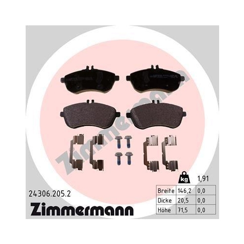 ZIMMERMANN Bremsbelagsatz, Scheibenbremse 24306.205.2