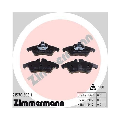 ZIMMERMANN Bremsbelagsatz, Scheibenbremse 21576.205.1