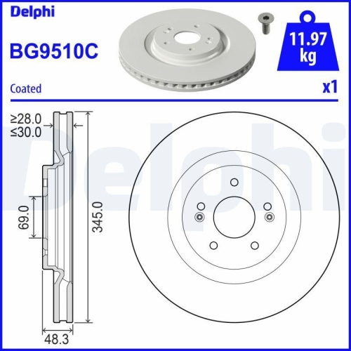 DELPHI Bremsscheibe BG9510C