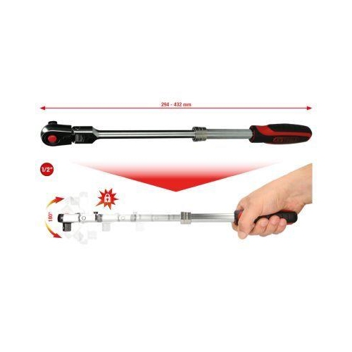 1/2 Zoll SlimPOWER Teleskop-Gelenk-Umschaltknarre, 72 Zahn KS TOOLS 914.1220